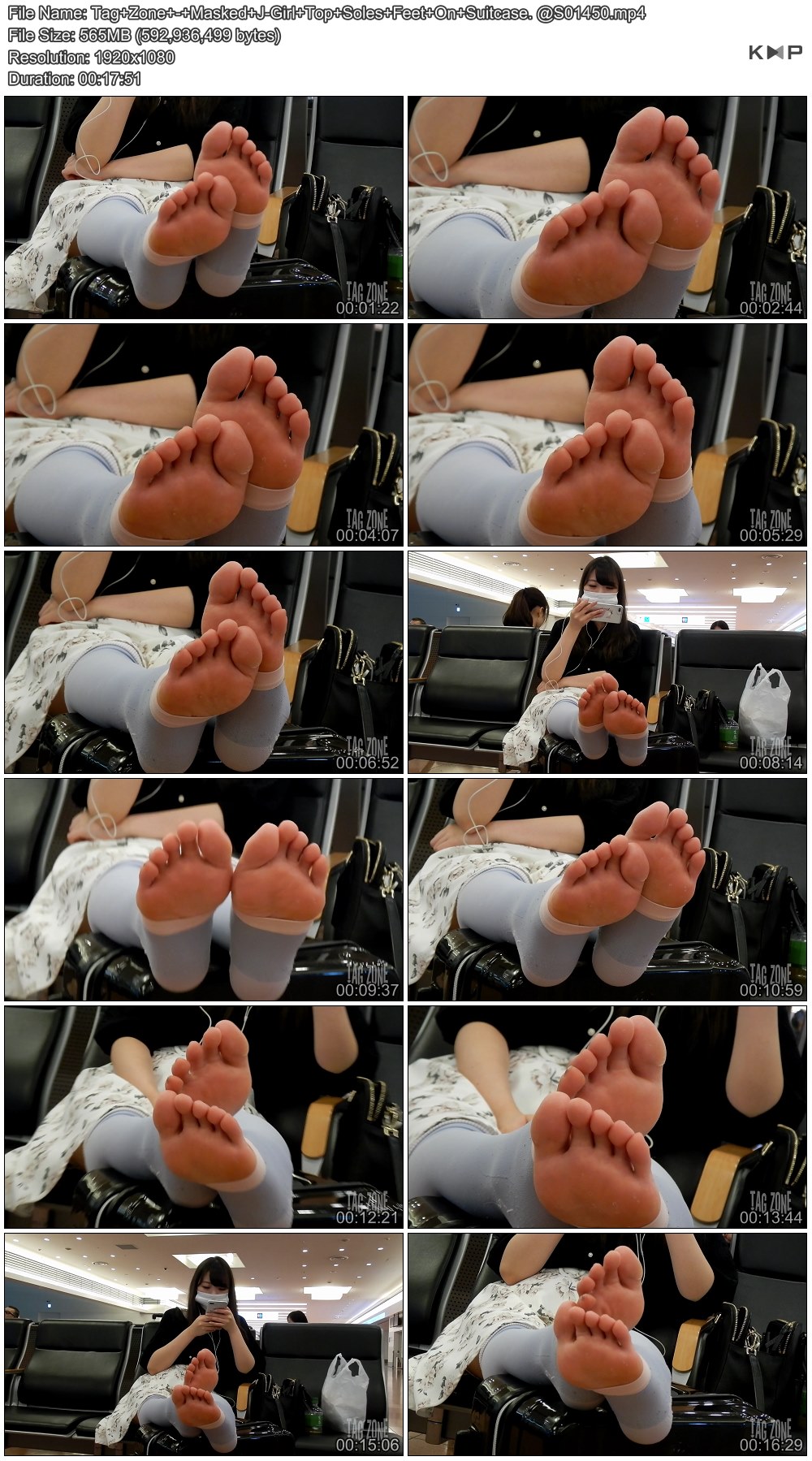 Tag Zone - Masked J-Girl Top Soles Feet On Suitcase. @S01450.JPG